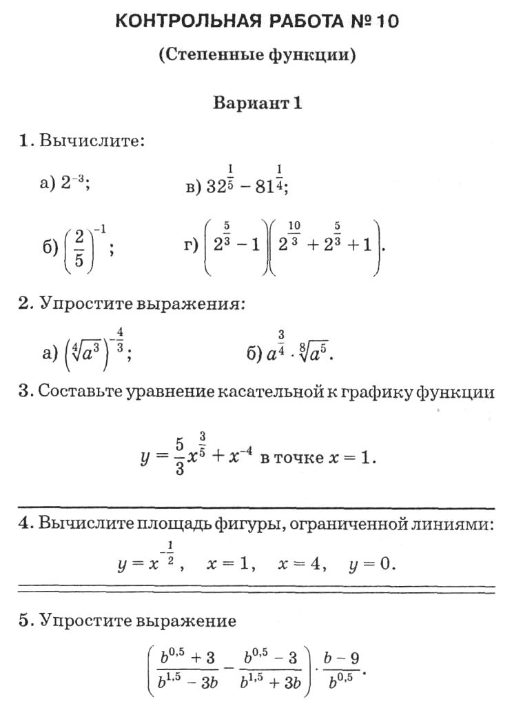 Контрольная работа по теме Вычисление функций